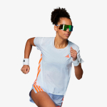 Camiseta adidas Adizero Running Feminina Branco-Laranja